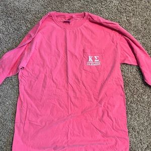Pink long sleeved comfort colors t shirt